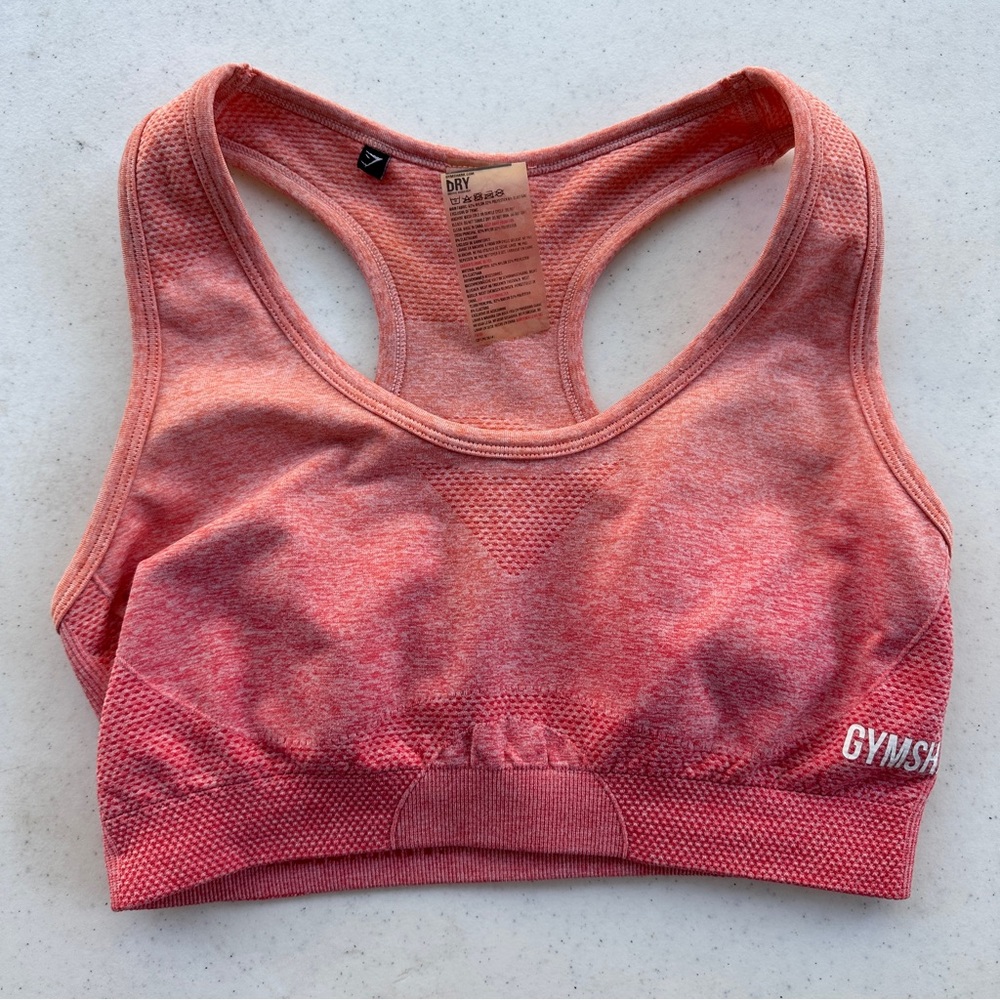 Gymshark Pink & Coral Ombre Racerback Sports Bra Sz Small Gym Athletic
